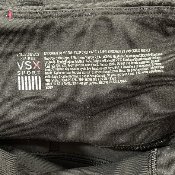 VICTORIA’S SECRET VSX SPORT KNOCKOUT ATHLETIC CAPRI LEGGINGS SIZE XS BLACK - Picture 8 of 8